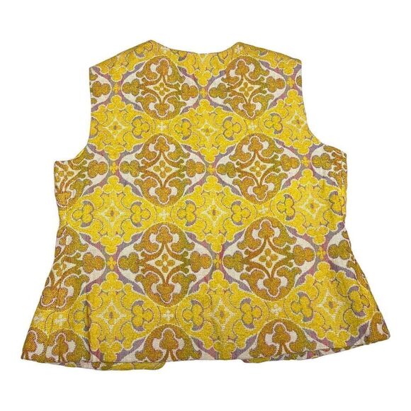 VTG Jane Andre “M”‎ Yellow Art To Wear Vest Abstract Jacquard Cottagecore READ - Picture 11 of 14